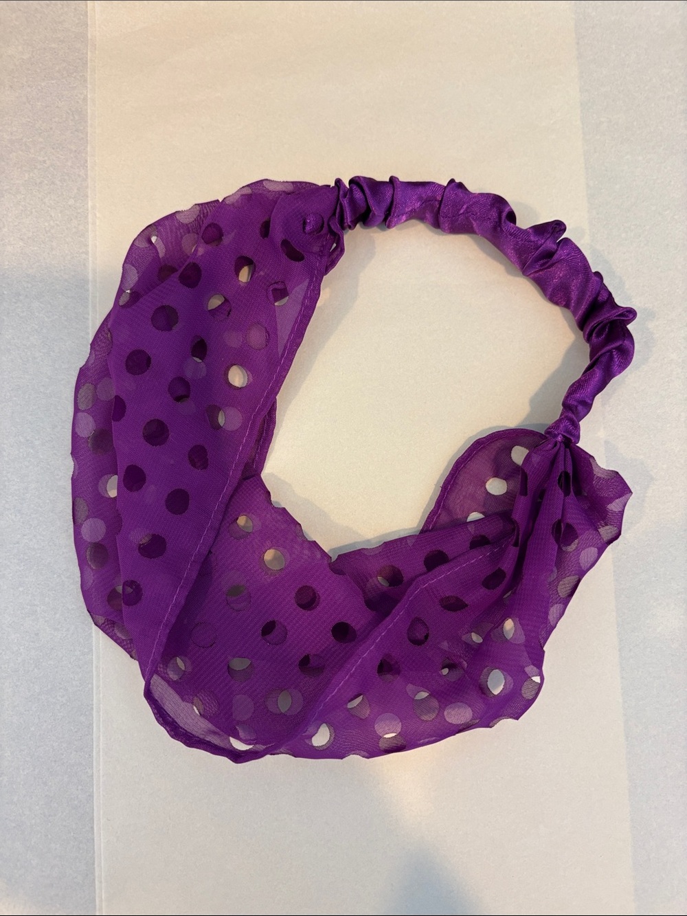Purple Polka Dot Sheer Elastic Headband